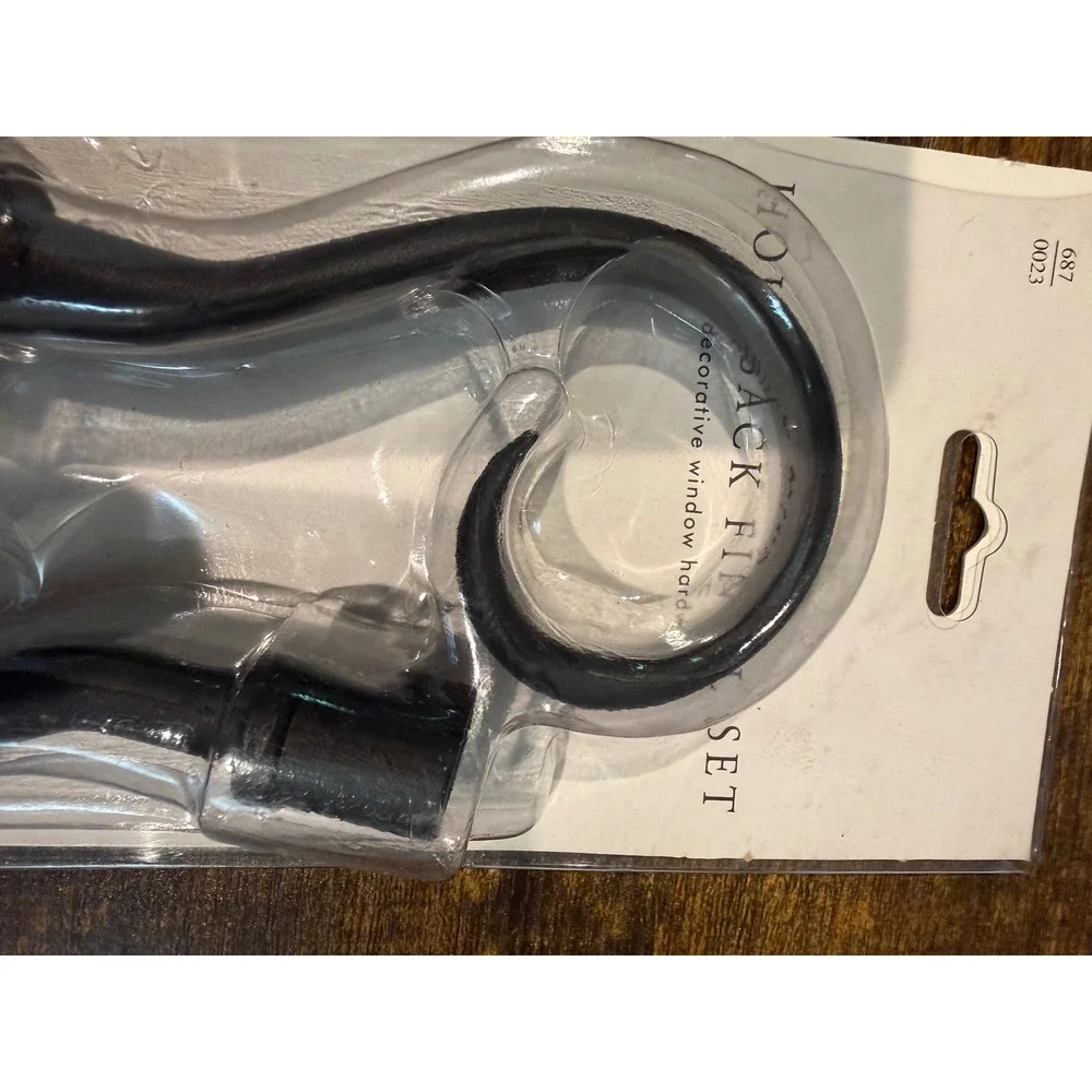 Target Black Metal Scroll Curtain Holdback Finial Set Window Hardware 2pc NEW